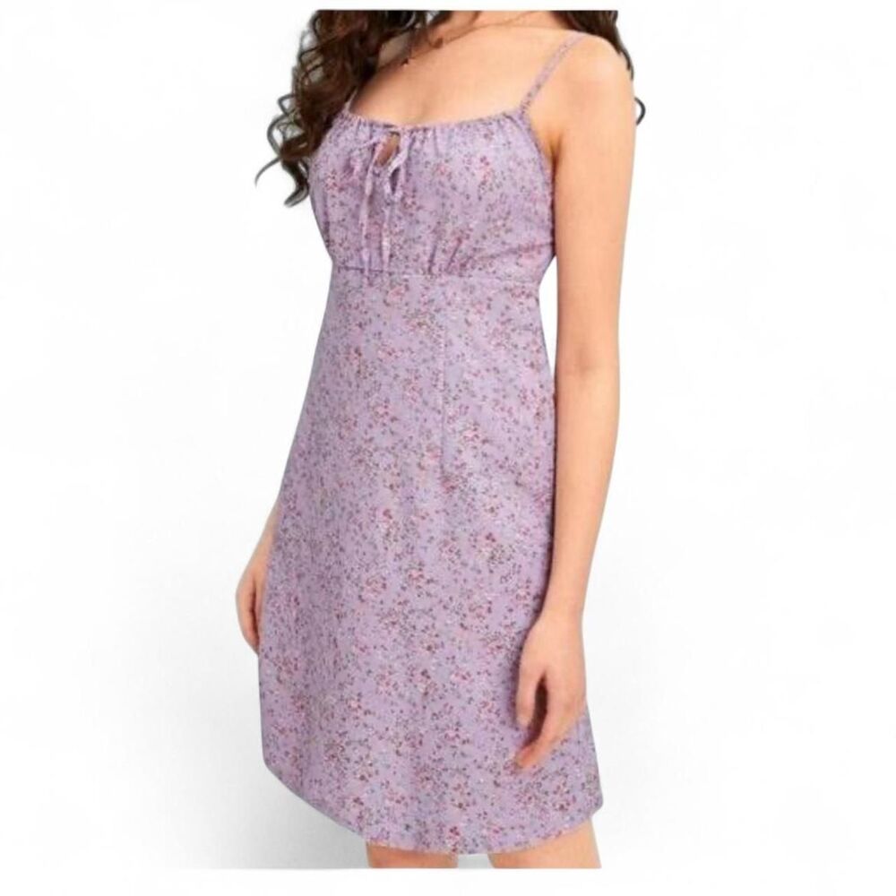 Brandy Melville Lilac Floral Mini Dress Fairycore Coquette Romantic Fits Sz S